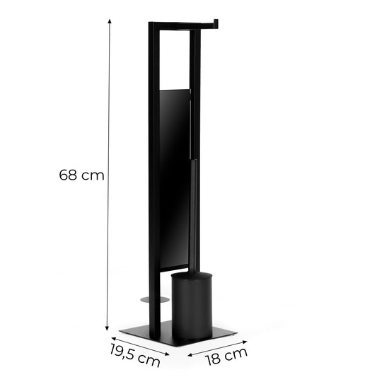 Maße: WC-Garnitur mit Toilettenpapierhalter und Bürste – Mit Glastrennwand – 68 cm