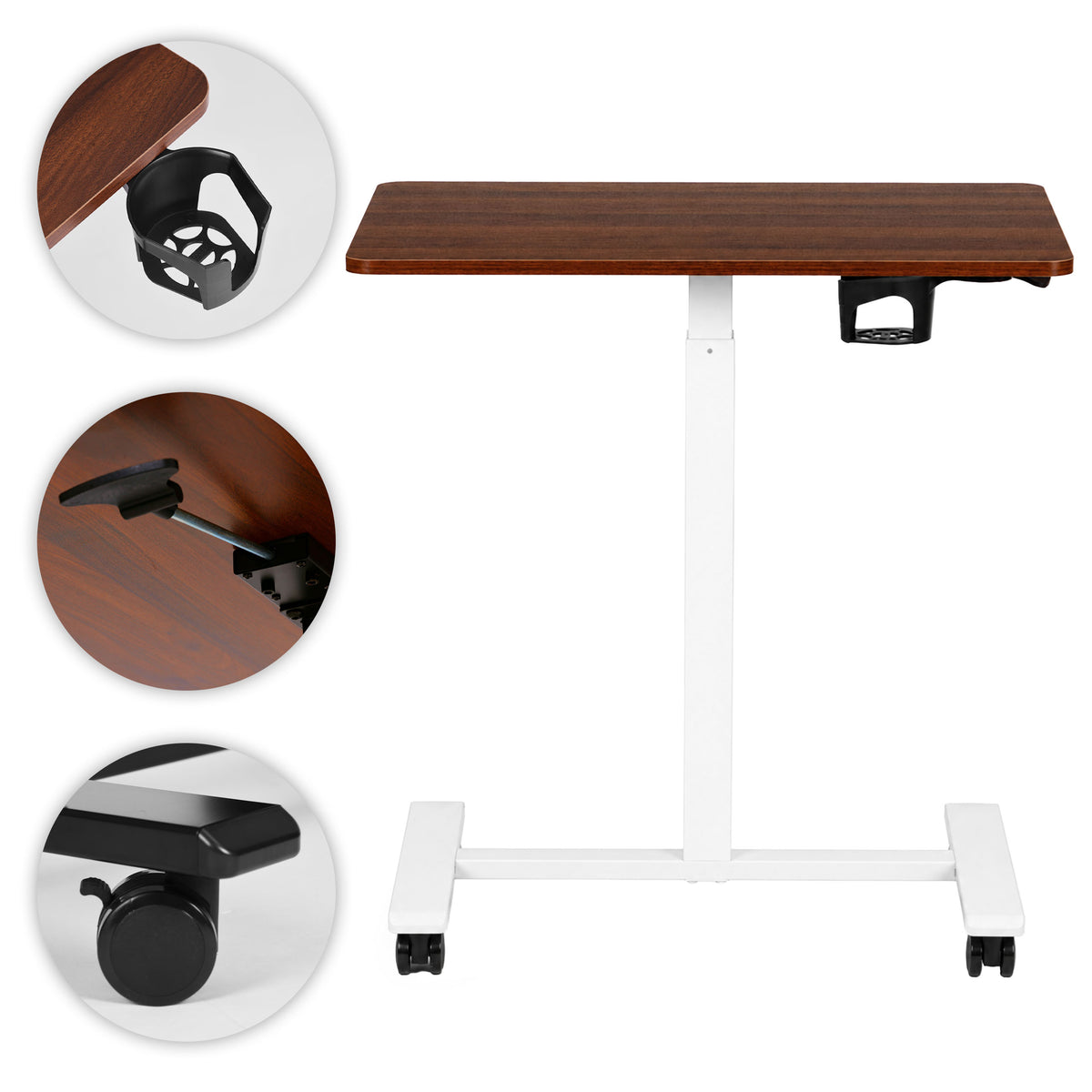 Laptoptisch MILO, höhenverstellbar mit Rollen – Holzoptik / Weiß – Ansicht 9