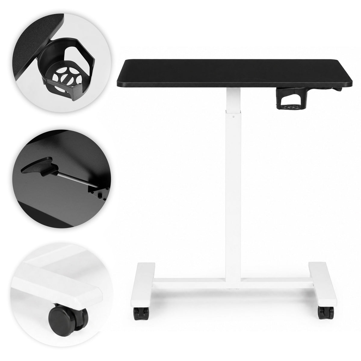 Laptoptisch MILO, höhenverstellbar mit Rollen – Schwarz / Weiß – Ansicht 9