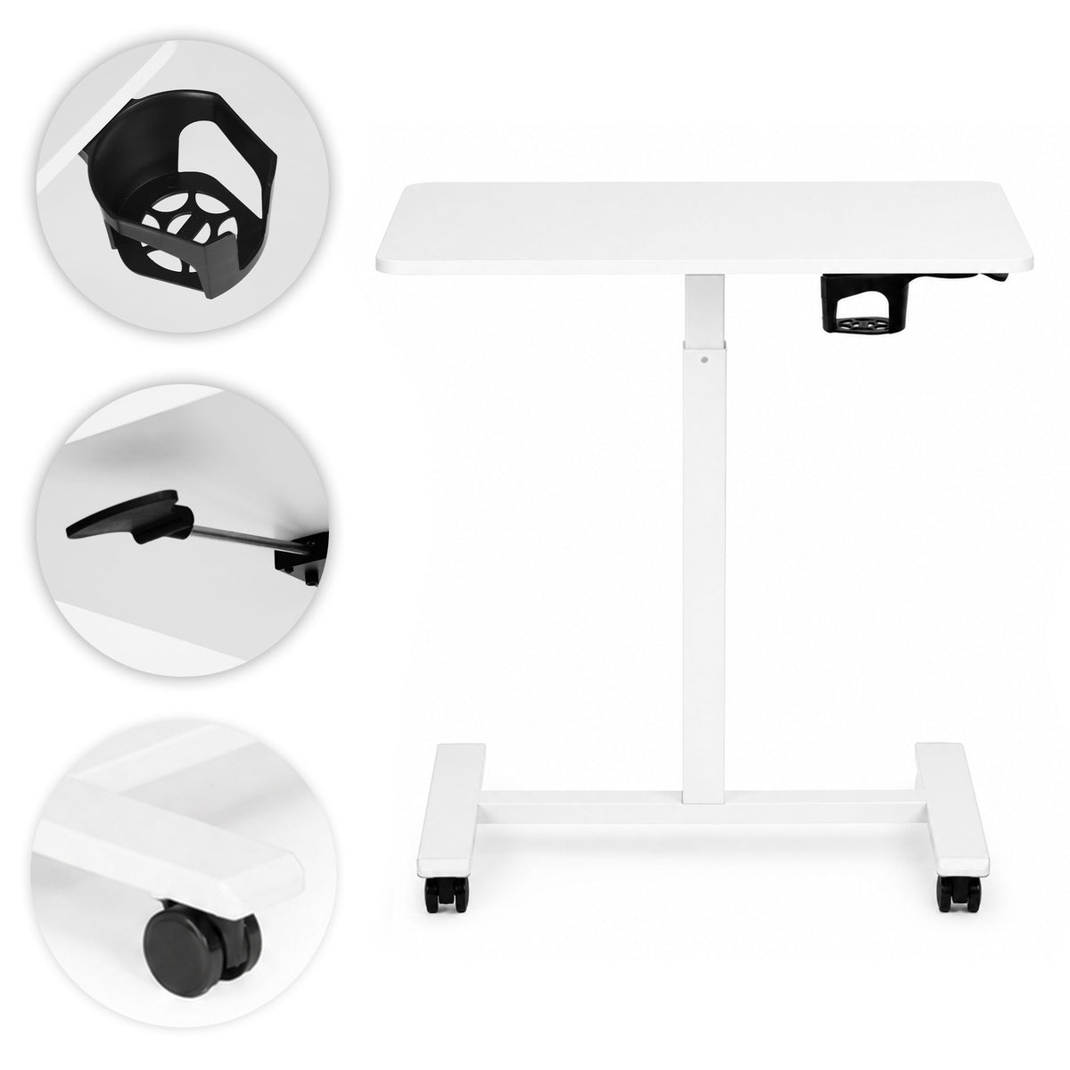 Laptoptisch MILO, höhenverstellbar mit Rollen – Weiß – Ansicht 9