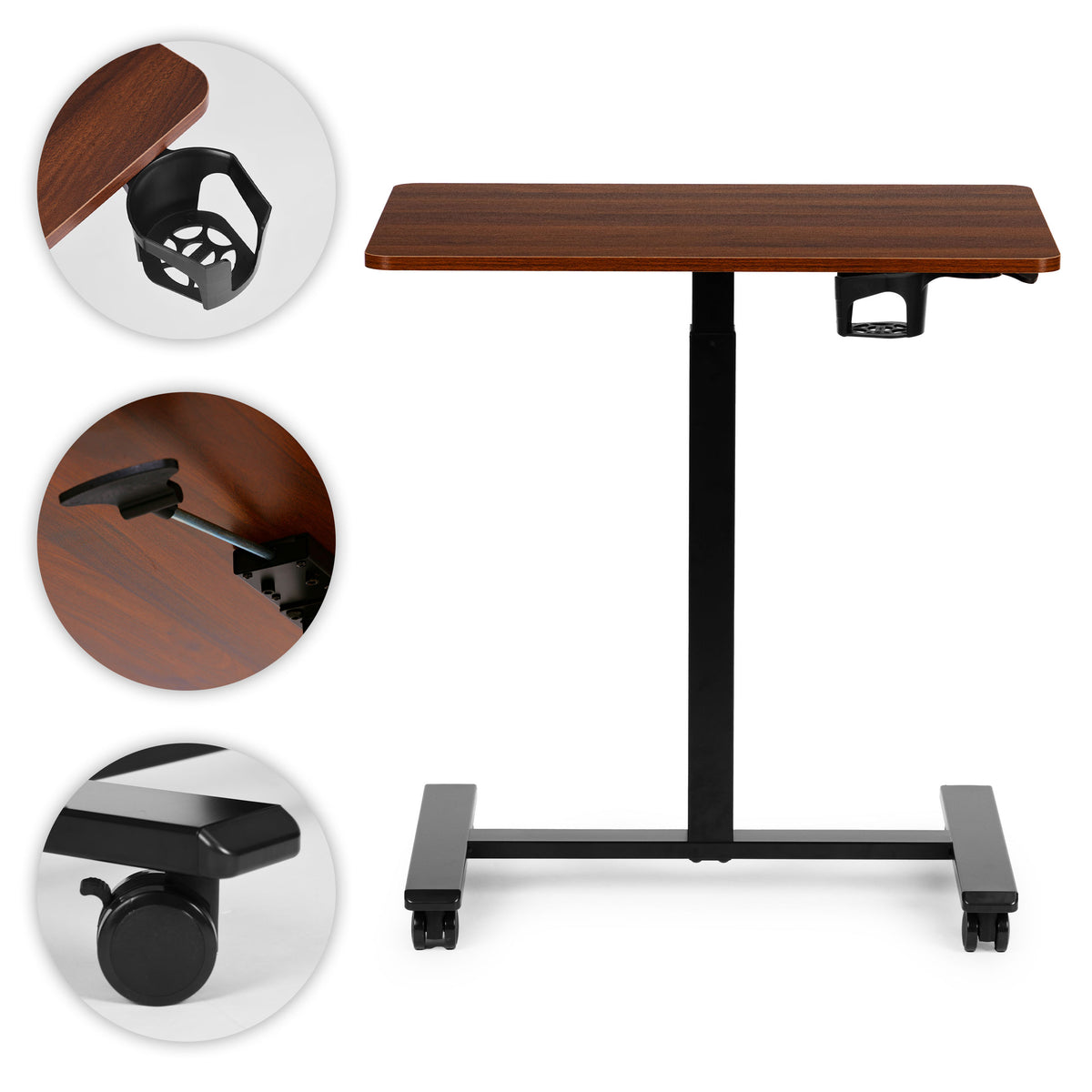 Laptoptisch MILO, höhenverstellbar mit Rollen – Holzoptik / Schwarz – Ansicht 9