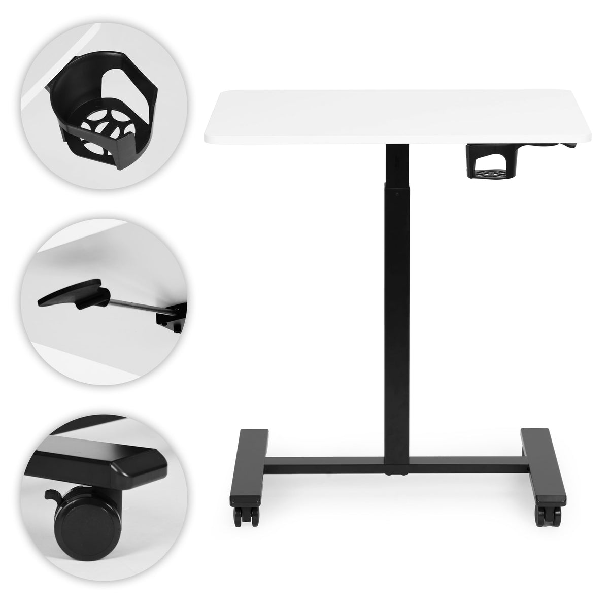 Laptoptisch MILO, höhenverstellbar mit Rollen – Weiß / Schwarz – Ansicht 9
