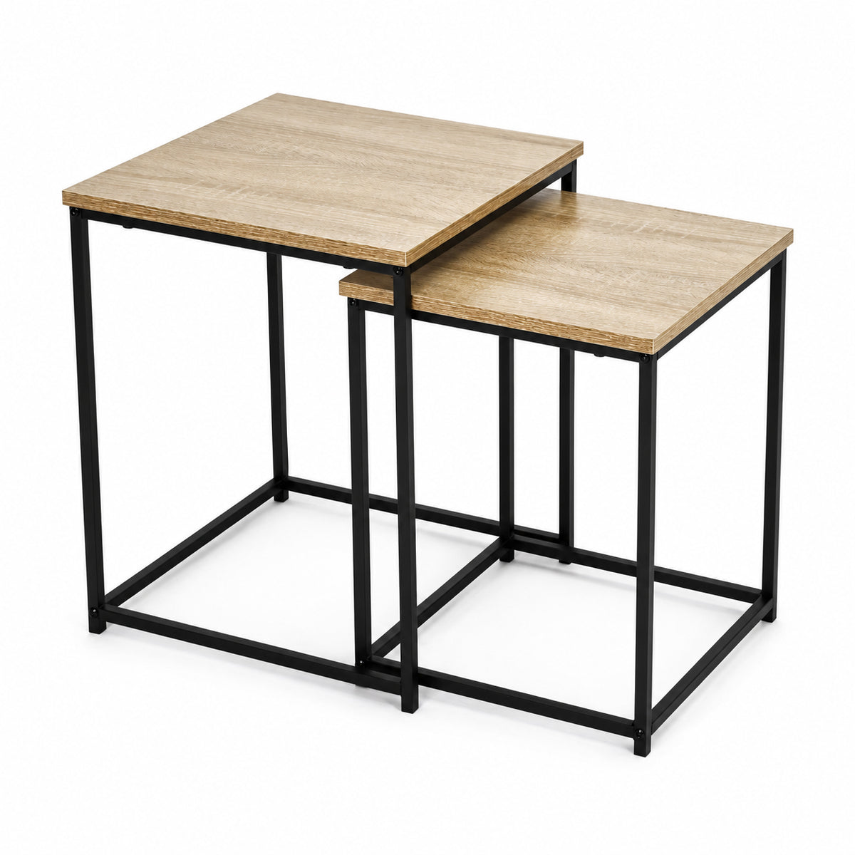 Beistelltische quadratisch, 2er-Set – Eiche