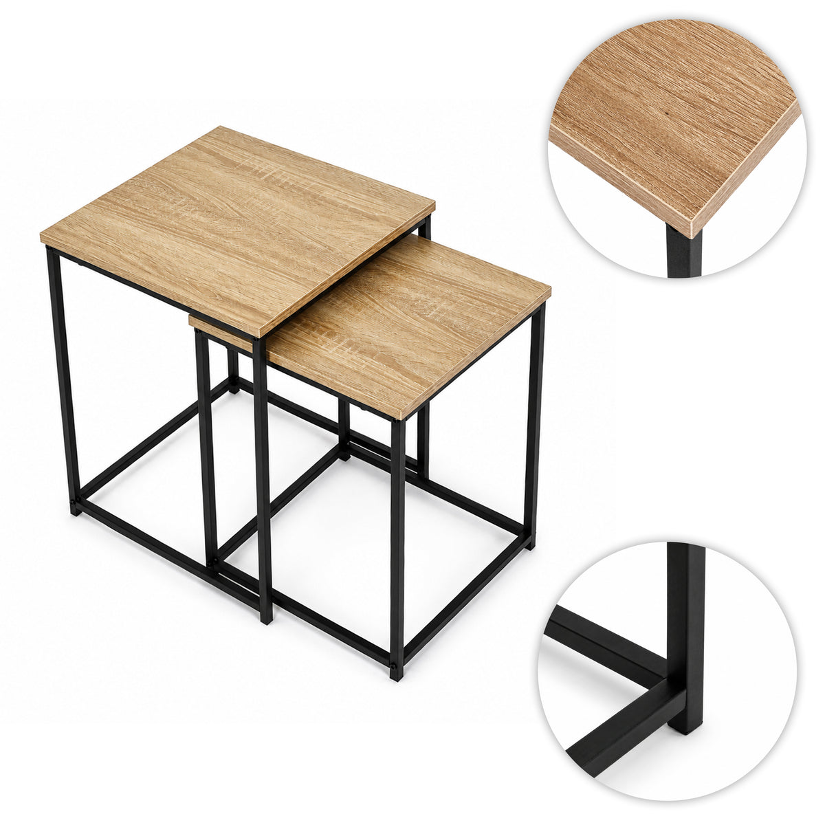 Beistelltische quadratisch, 2er-Set – Eiche