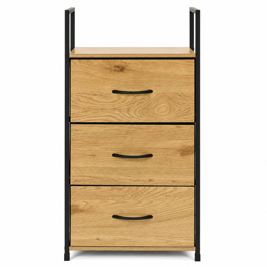 Schmale Kommode mit Stoffschubladen – 3 Schubladen – 81 cm