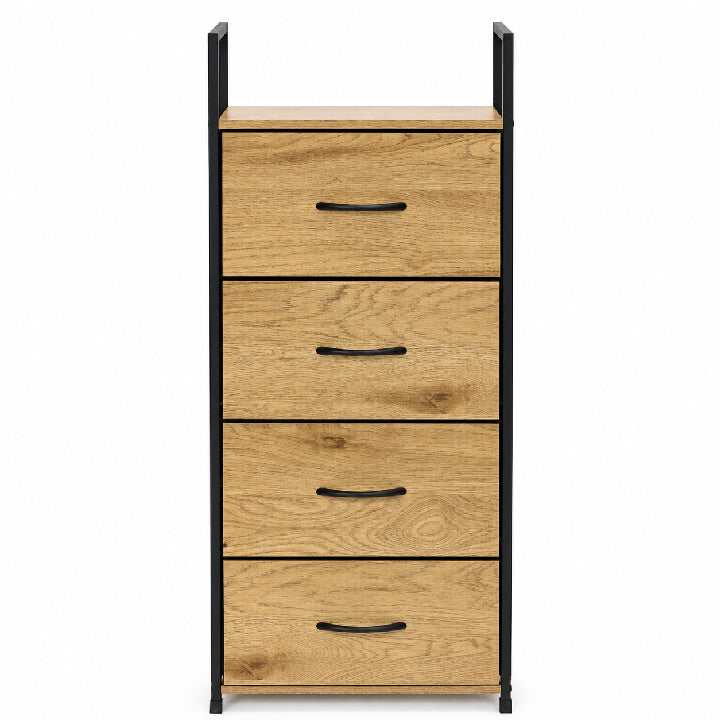 Schmale Kommode mit Stoffschubladen – 4 Schubladen – 101,5 cm