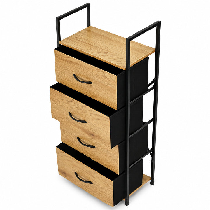 Schmale Kommode mit Stoffschubladen – 4 Schubladen – 101,5 cm