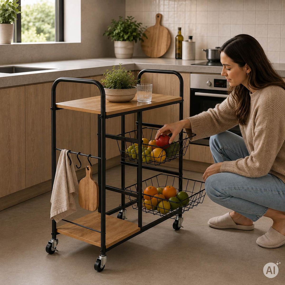 Küchenwagen TAVO mit Ausziehkörben und Rollen