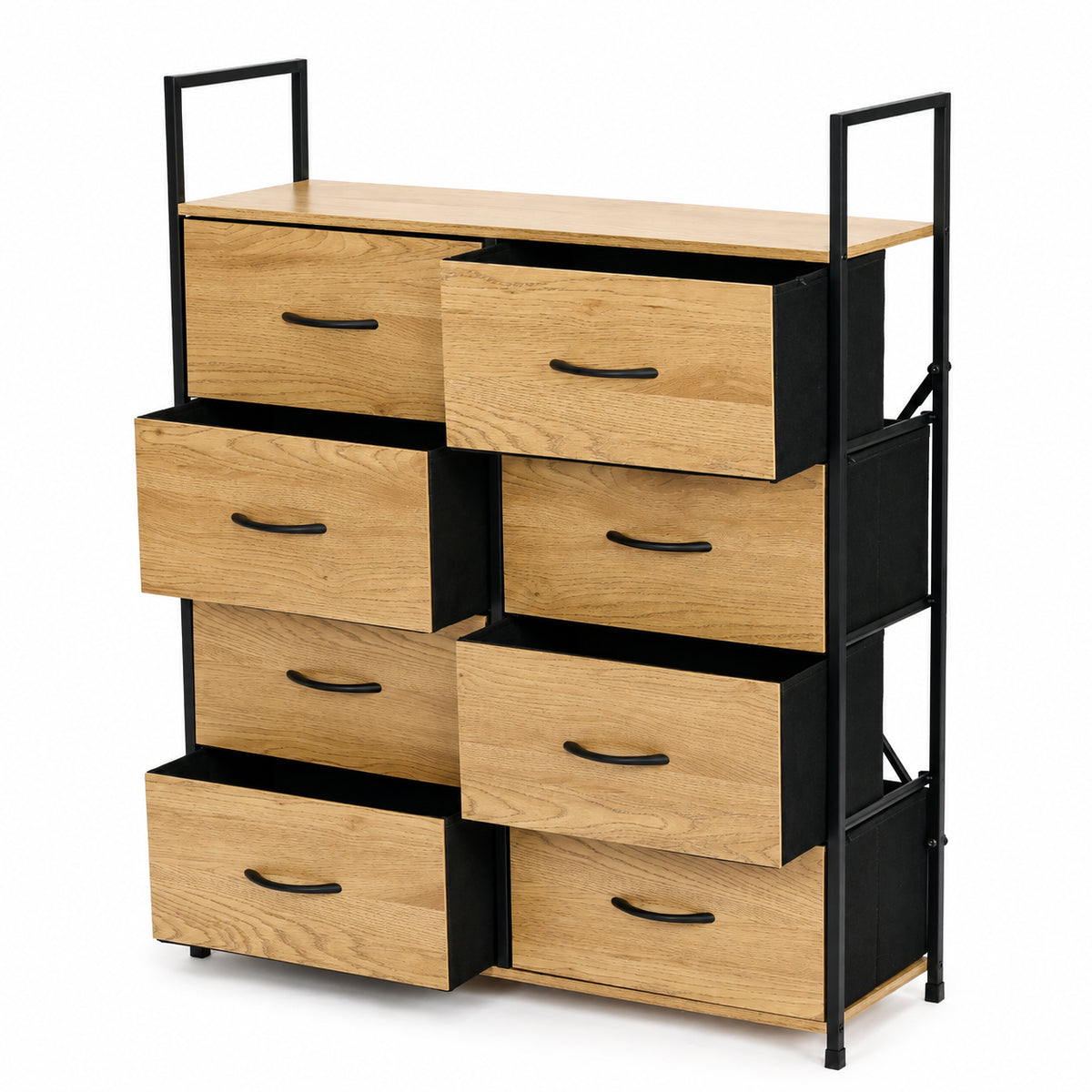 Kommode mit Stoffschubladen, 80 cm breit – 8 Schubladen – 107 cm