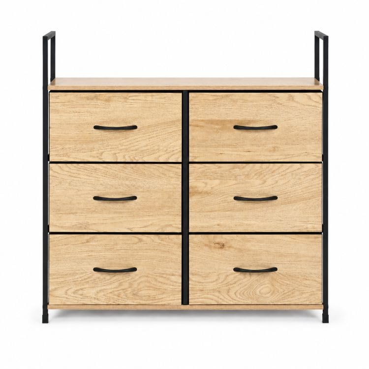 Maße: Kommode mit Stoffschubladen, 80 cm breit – 6 Schubladen – 87 cm