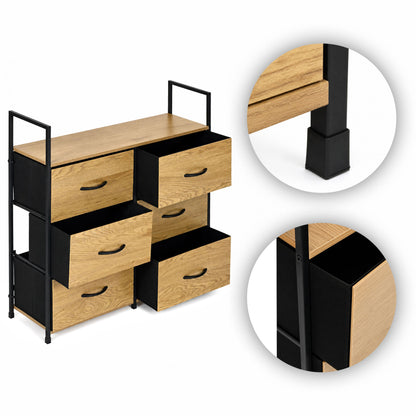 Kommode mit Stoffschubladen, 80 cm breit – 6 Schubladen – 87 cm