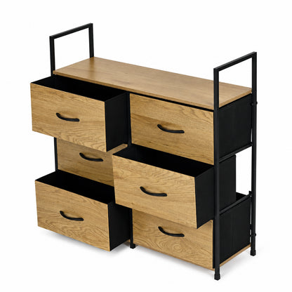 Kommode mit Stoffschubladen, 80 cm breit – 6 Schubladen – 87 cm