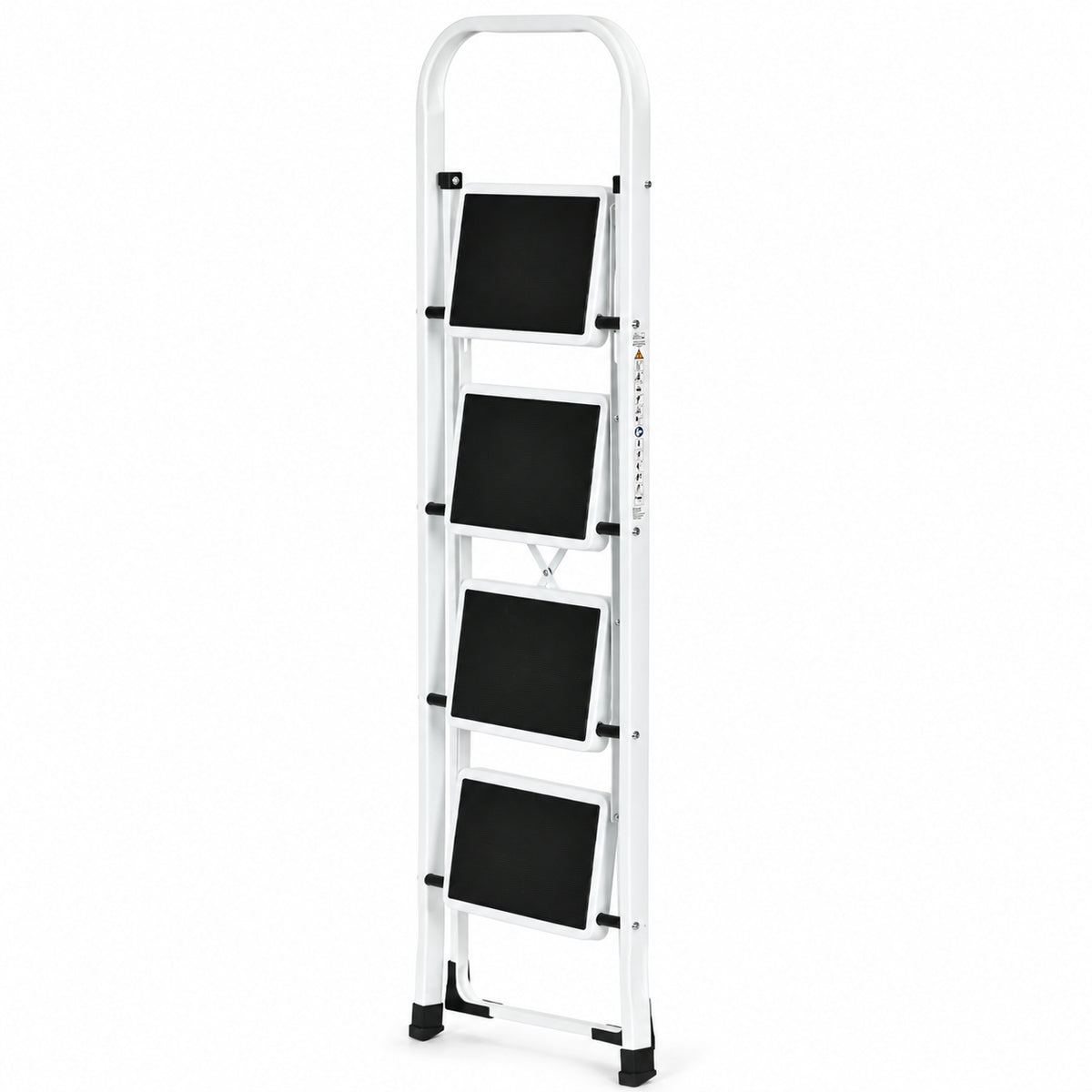 Klapptrittleiter aus Stahl, bis 150 kg – 4 Stufen / Weiß – Ansicht 8