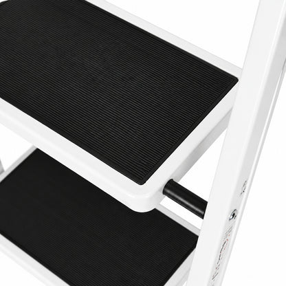 Klapptrittleiter aus Stahl, bis 150 kg – 4 Stufen / Weiß – Ansicht 9