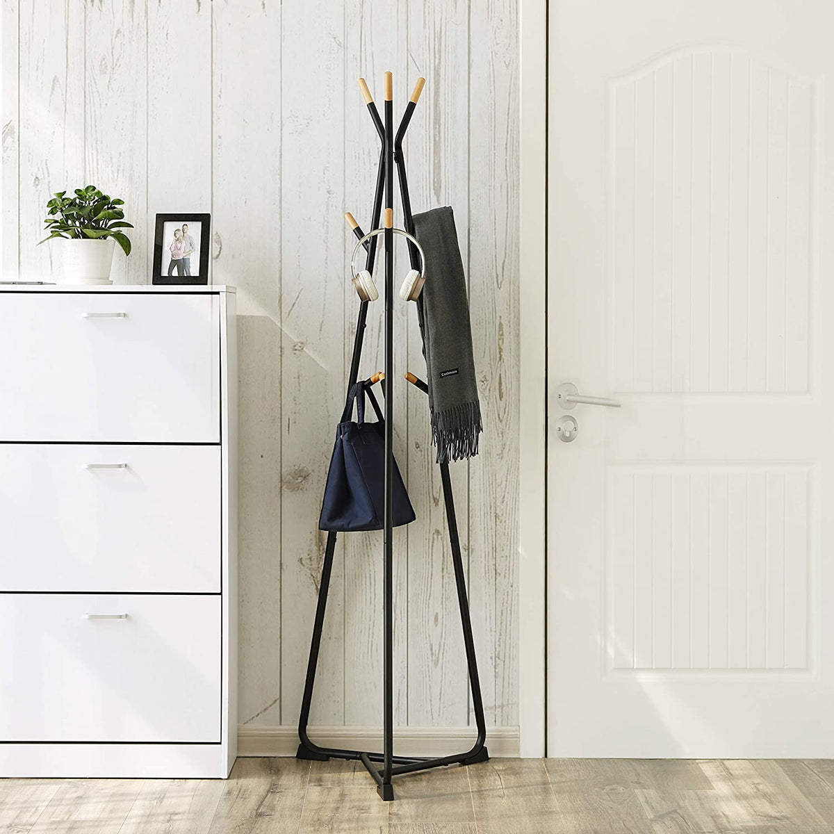 Garderobenständer mit 9 Haken aus Buchenholz, 172 cm