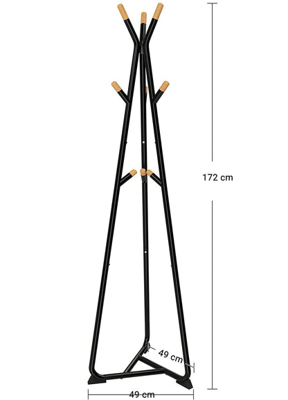 Maße: Garderobenständer mit 9 Haken aus Buchenholz, 172 cm