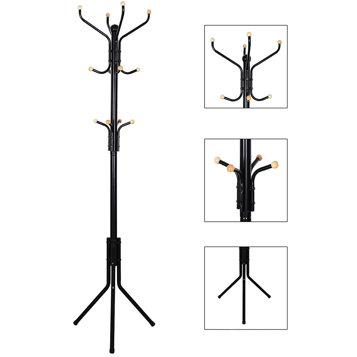 Garderobenständer aus Metall mit 12 Haken, 182 cm